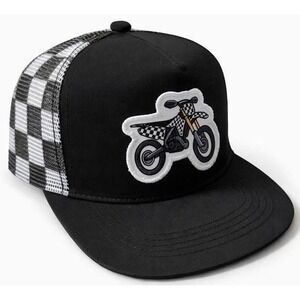 Strictly Wild Baby Trucker Hat 3-12M Snapback Toddler Cap Dirtbike checkerboard